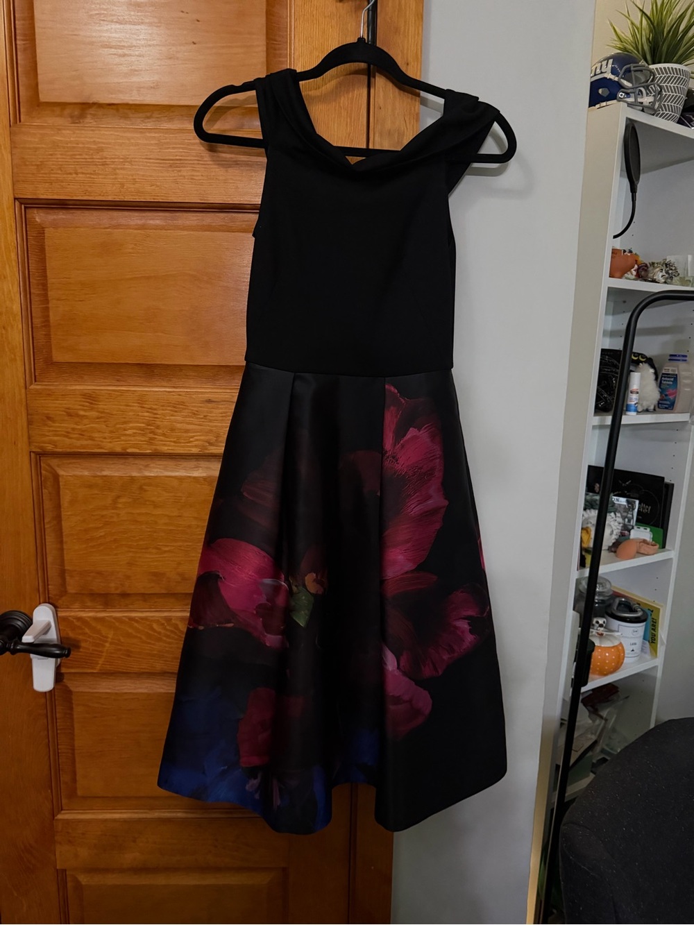 Ted Baker Black Dress with Pink and Blue Floral Skirt